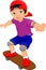 Boy cartoon playing skateboard