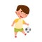 Boy Character Playing Football in the Yard Vector Illustration