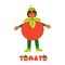 Boy character in tomato fruit costume