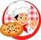 Boy chef cartoon with pizza