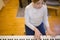 Boy with chickenpox playing piano