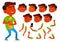 Boy, Child, Kid, Teen Vector. Indian, Hindu. Asian. Schoolchild. Lecture. Face Emotions, Various Gestures. Animation