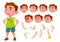 Boy, Child, Kid, Teen Vector. Little. Funny. Junior. Friendly. Face Emotions, Various Gestures. Animation Creation Set