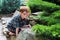 Boy child outdoors play outdoors with face painting