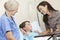 Boy Child Patient In Hospital Bed Mother & Doctor