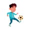 Boy Child Playing And Training Soccer Game Vector