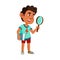 Boy Child Scientist With Magnifier Tool Vector