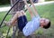 Boy on a climbing frame