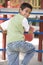 Boy on climbing frame