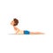 Boy in Cobra yoga pose, Bhujangasana,rehabilitation exercise for back pain and improving posture vector Illustration on