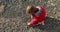 Boy collects stones