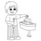 Boy Conserving Water Isolated Coloring Page