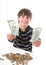 Boy considers money