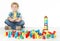 Boy and construction blocks toys