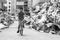 Boy cycling through neighborhood being demolished in Kunming, China/June 2021