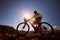 Boy cycling at the road