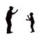 boy and dad playing together, silhouette vector