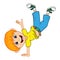 Boy Dancing cartoon with hand stand pose