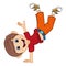 Boy Dancing cartoon with hand stand pose