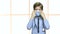 Boy doctor wearing surgical mask and stethoscope.