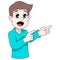 Boy is doing gesture showing information