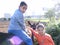 Boy on a donkey in a farm, rural life