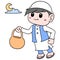 A boy dressed in Muslim Arabic on the night of the month of Ramadan. doodle icon image kawaii