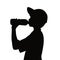 A boy drinking, body black color silhouette vector