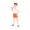 Boy Drinking Clean Water from Plastic Bottle, Teenager in Shorts Quenching Thirst, Healthy Lifestyle Concept Cartoon