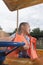 Boy driving boat