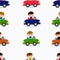 Boy Driving Car Seamless Pattern background