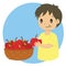 Boy Eating an Apple Cartoon Vector