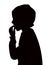 A boy eating, black color silhouette vector