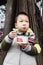 Boy eating congee