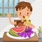 Boy eating fruit