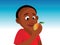 Boy eating fruit