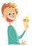 Boy eating an ice cream.vector color cartoons isol