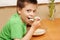 Boy eating porridge
