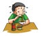 Boy Eating Spicy Noodle Color Illustration Design