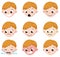 Boy Emotion Faces Cartoon. Isolated set of male avatar expressions