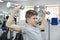 Boy engaged in the gym hall