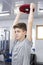 Boy engaged in the gym hall