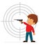 Boy is engaged in a sports pistol shooting