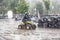 Boy enjoys riding his Quad at the parcour