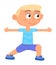 Boy exercise. Morning workout icon. Cartoon kid