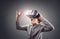 Boy experiencing using a virtual reality headset