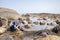 Boy exploring tide pools on New Hampshire coast