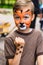 Boy with face painting tiger