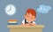 Boy Falling Asleep with Head on the Desk During Class Vector Cartoon Illustration