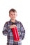 Boy with a fire extinguisher